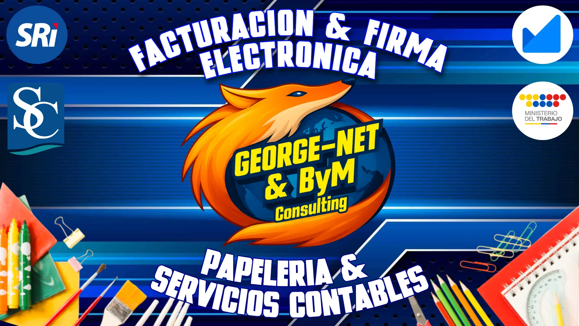 Banner de George-Net con facturación electrónica, papelería y servicios contables
